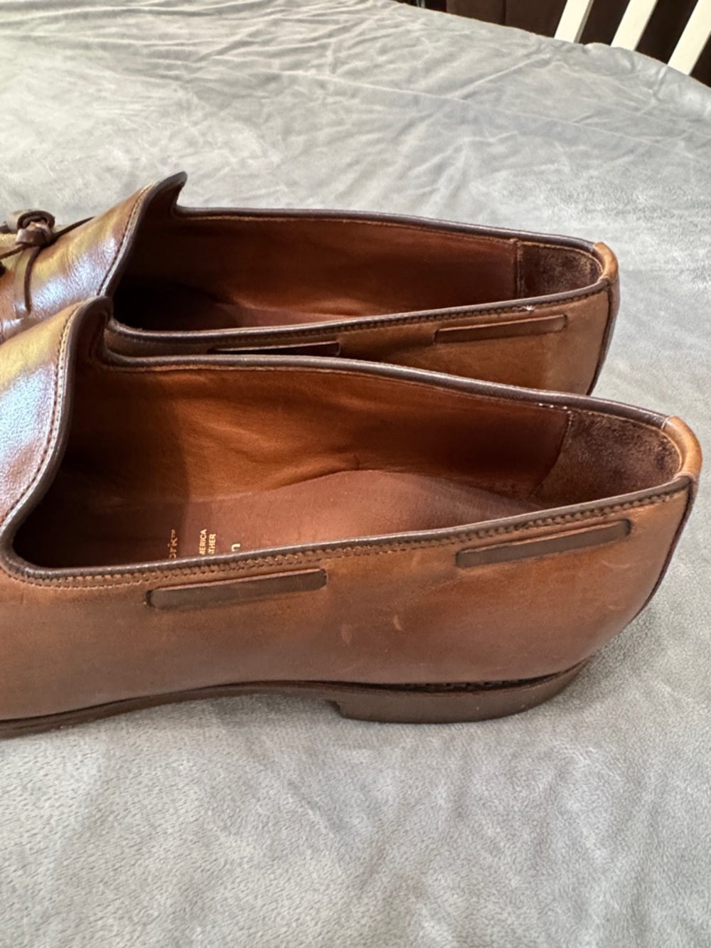 Allen Edmonds Grayson Tassel Loafer Leather Cork Insoles Mens 15 B Walnut Brown - Picture 8 of 16